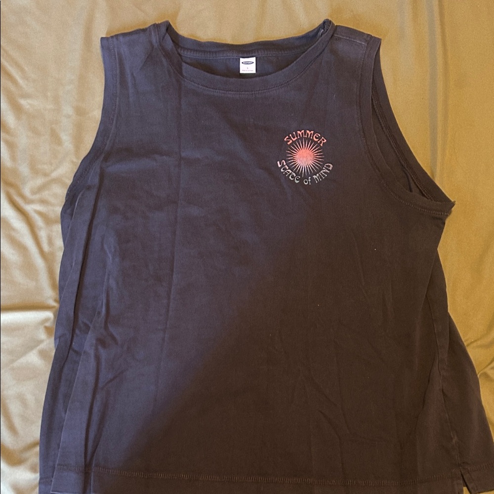 Old Navy Black Muscle Tee with Red Graphic